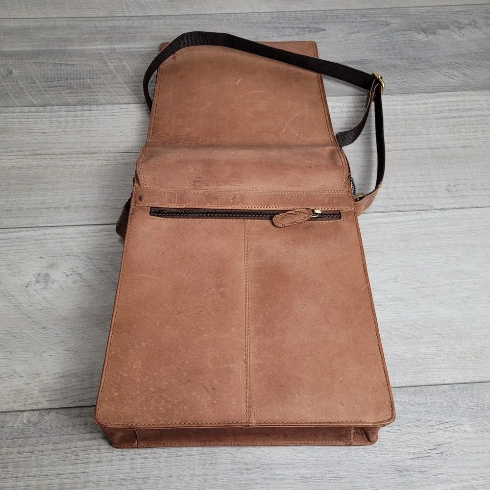 Leabags Messenger Bag 100% Leather‎ Shoulder Strap Flap Brown 12x10